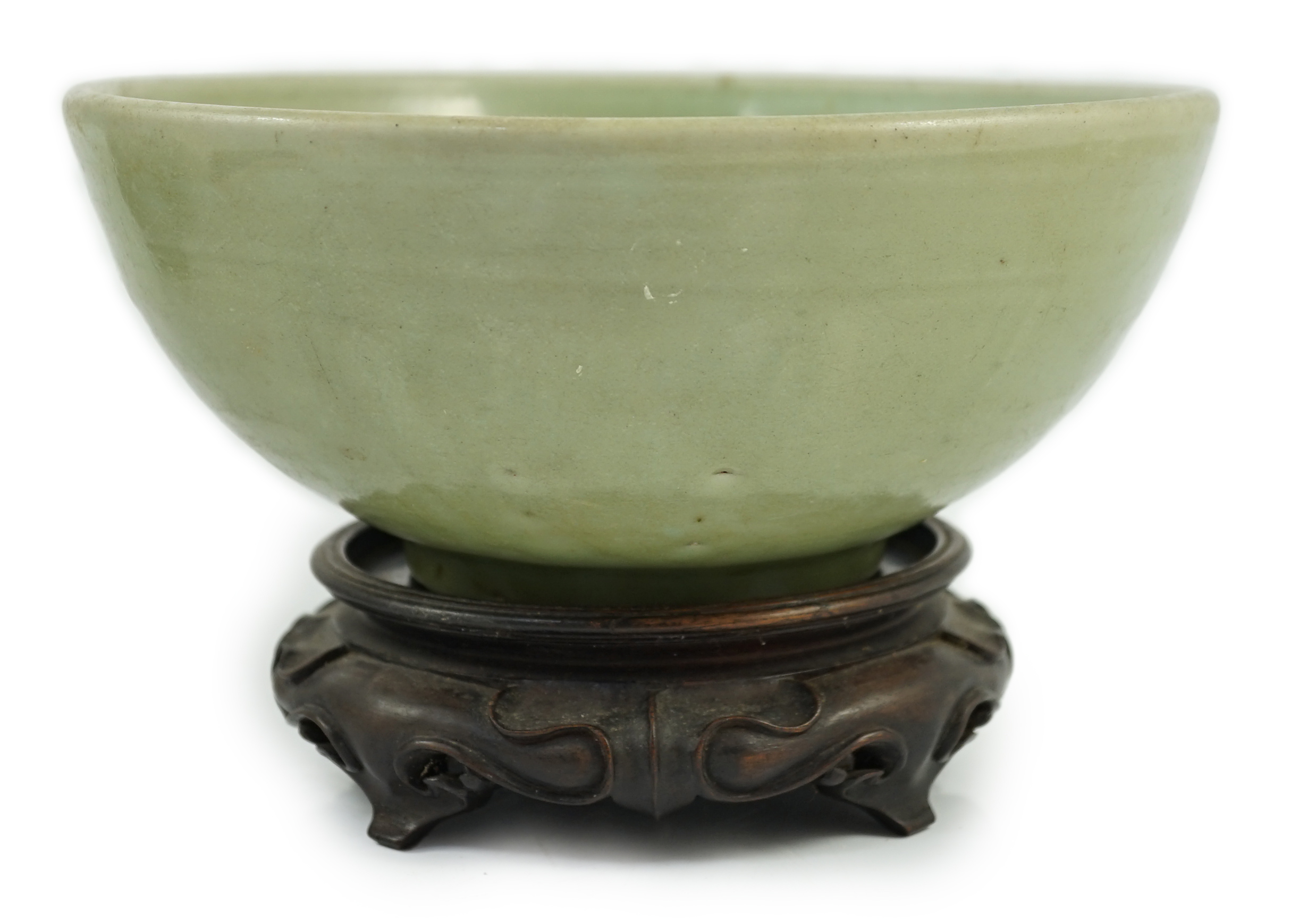 A Chinese Ming Longquan celadon bowl, 15th century, glaze scratched